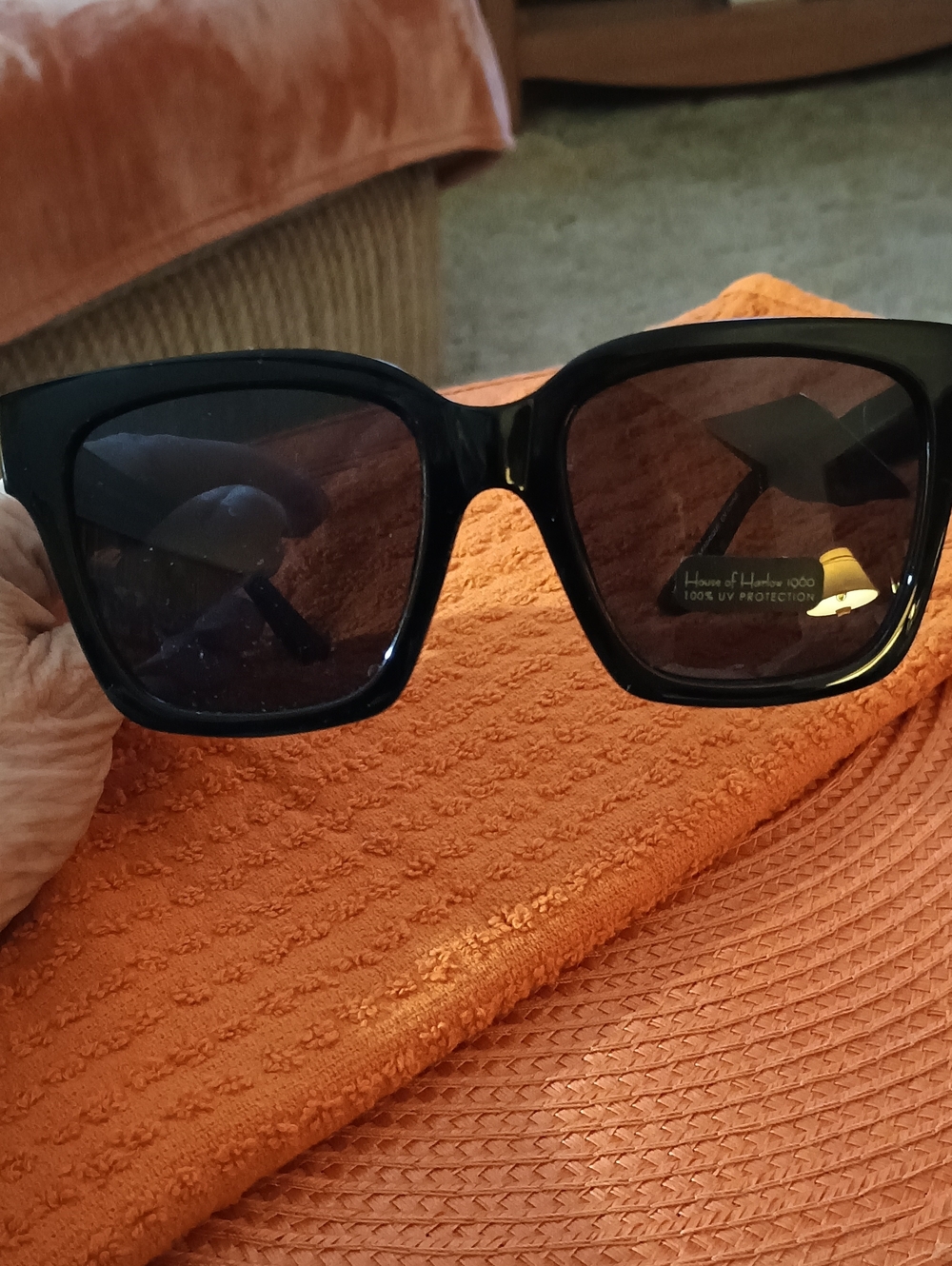 House Of Harlow 1960 Oversized Square Black Sunglasses Flat Top Retro UV400 NWOT